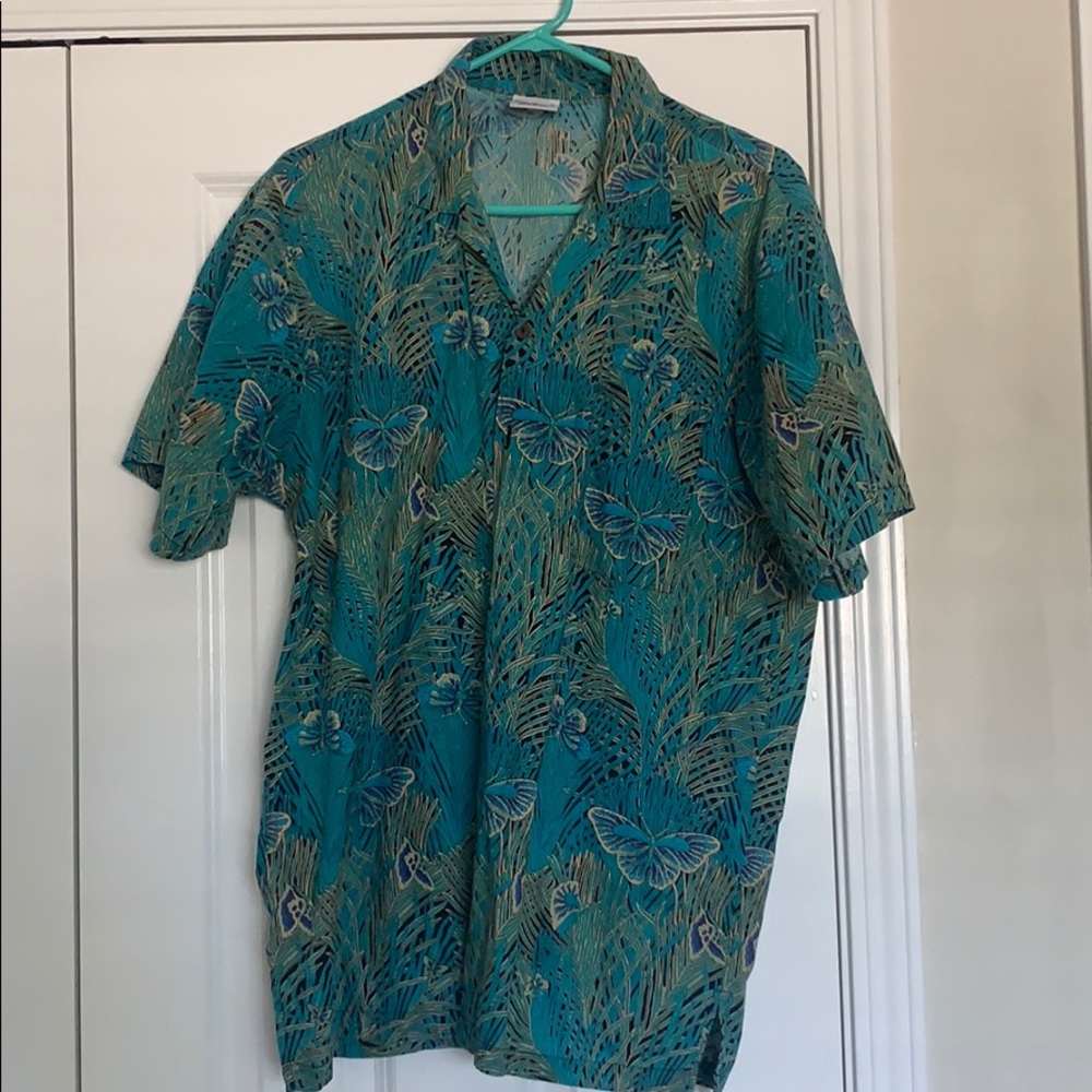 Vintage Peacock Button Down Shirt sz L